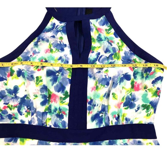 Adelyn Rae Strappy Fit & Flare Cocktail Party Dress Blue Floral Size Medium - Picture 10 of 12